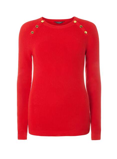 **Tall Red Button Front Jumper